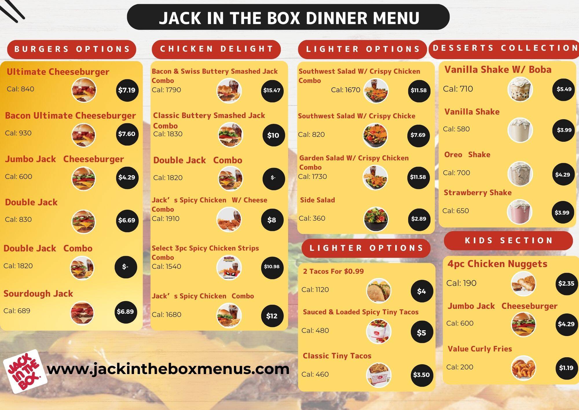 Jack in the Box Dinner Menu